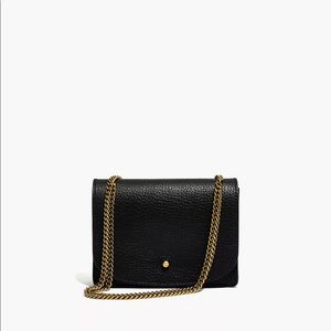 Madewell The Chain Crossbody Bag Black Leather Gold Chain
